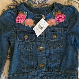 NWT Nanette 3T Toddler Girl Denim Jacket + Flowers
